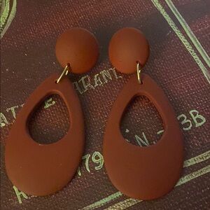 Elegant Burgundy Large Dangle Earrings